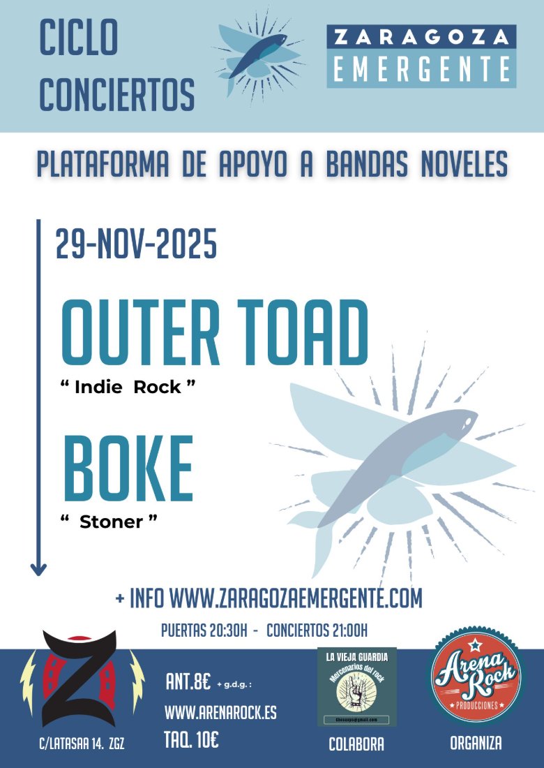 BOKE + OUTER TOAD- CICLO DE CONCIERTOS ZARAGOZA EMERGENTE 2025 BOKE + OUTER TOAD- CICLO DE CONCIERTOS ZARAGOZA EMERGENTE 2025