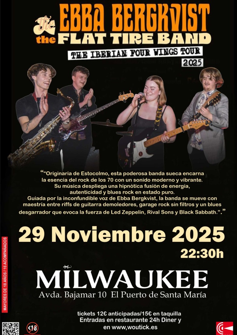 ★ EBBA BERGKVIST & THE FLAT TIRE BAND en Sala Milwaukee (El Puerto) ★ ★ EBBA BERGKVIST & THE FLAT TIRE BAND en Sala Milwaukee (El Puerto) ★