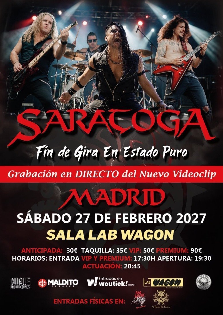 SARATOGA – FIN DE GIRA “III ACTOS: EN ESTADO PURO” MADRID 27/02/2027 SARATOGA – FIN DE GIRA “III ACTOS: EN ESTADO PURO” MADRID 27/02/2027