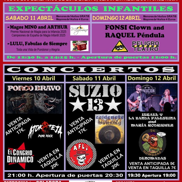 PORCO BRAVO + ATOKATEKA + EL CONGRIO DINÁMICO - BÉNEFICO CRUZ ROJA