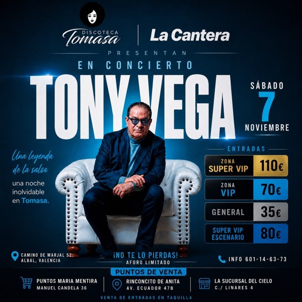 Buy tickets Tony Vega en la Tomasa